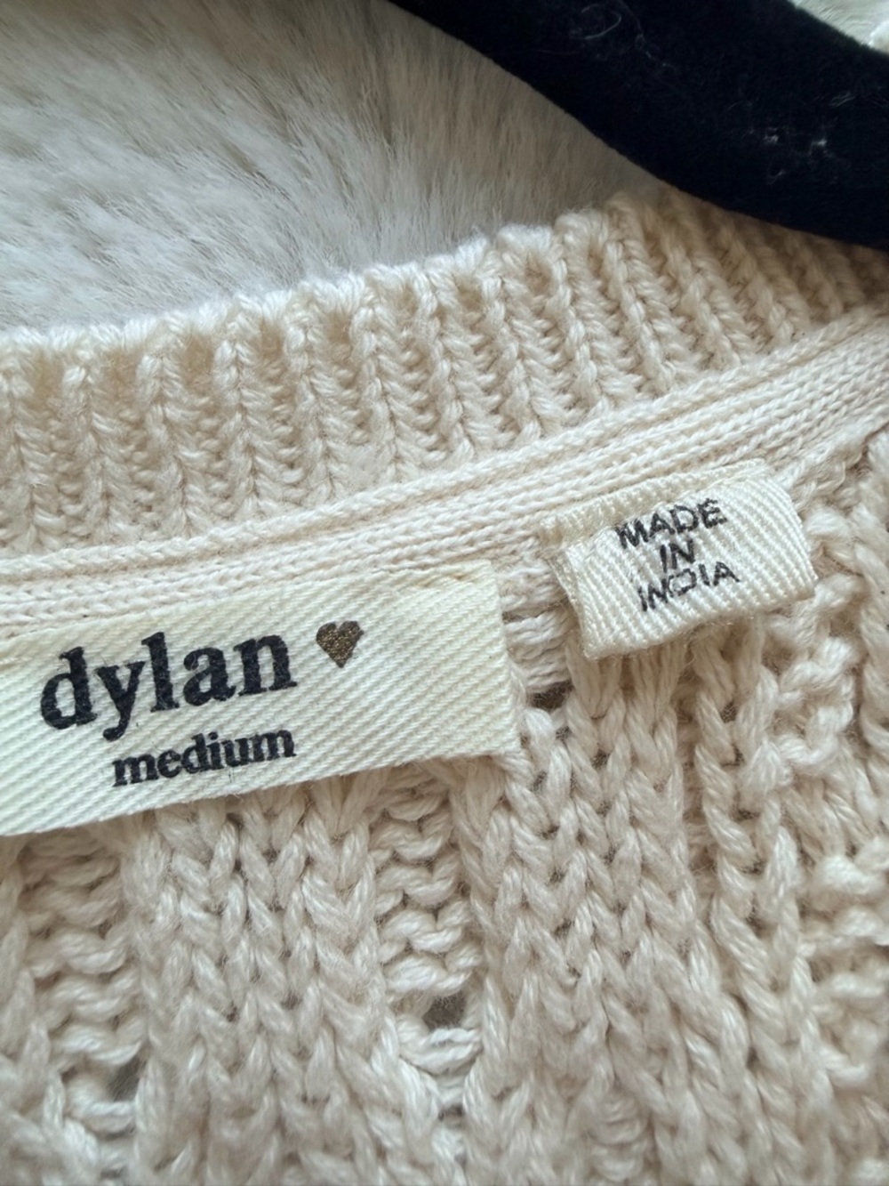 DYLAN Women’s Cable Knit V-Neck Ivory Tank Top size Medium - Picture 6 of 7